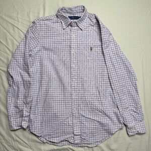 Ralph Lauren Shirt Mens Size M Pink, Blue, White Plaid Pony Button Down